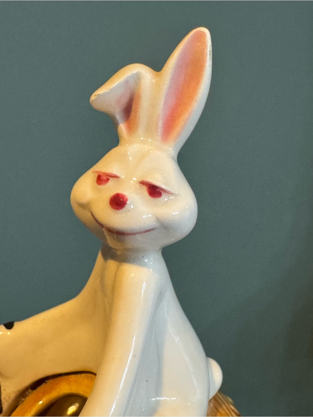Vintage NORCREST Small Rabbit Hare on Turtle Tortoise Ceramic anthropomorphic - Picture 6 of 11